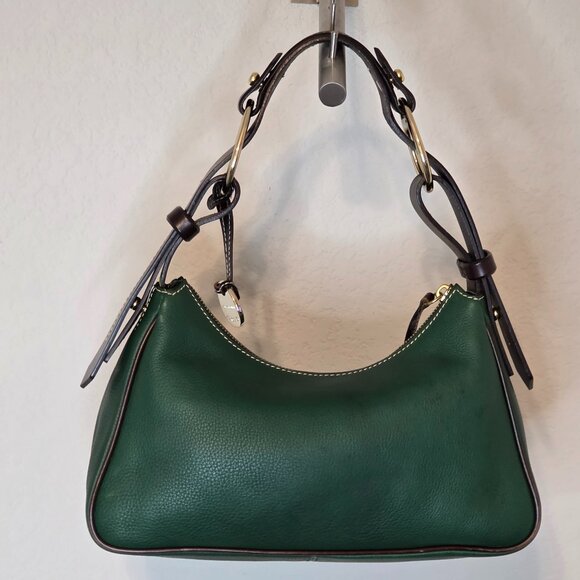 Dooney & Bourke Pebbled Leather Shoulder Bag Forest Green Medium | Classic 1975 - Picture 2 of 11